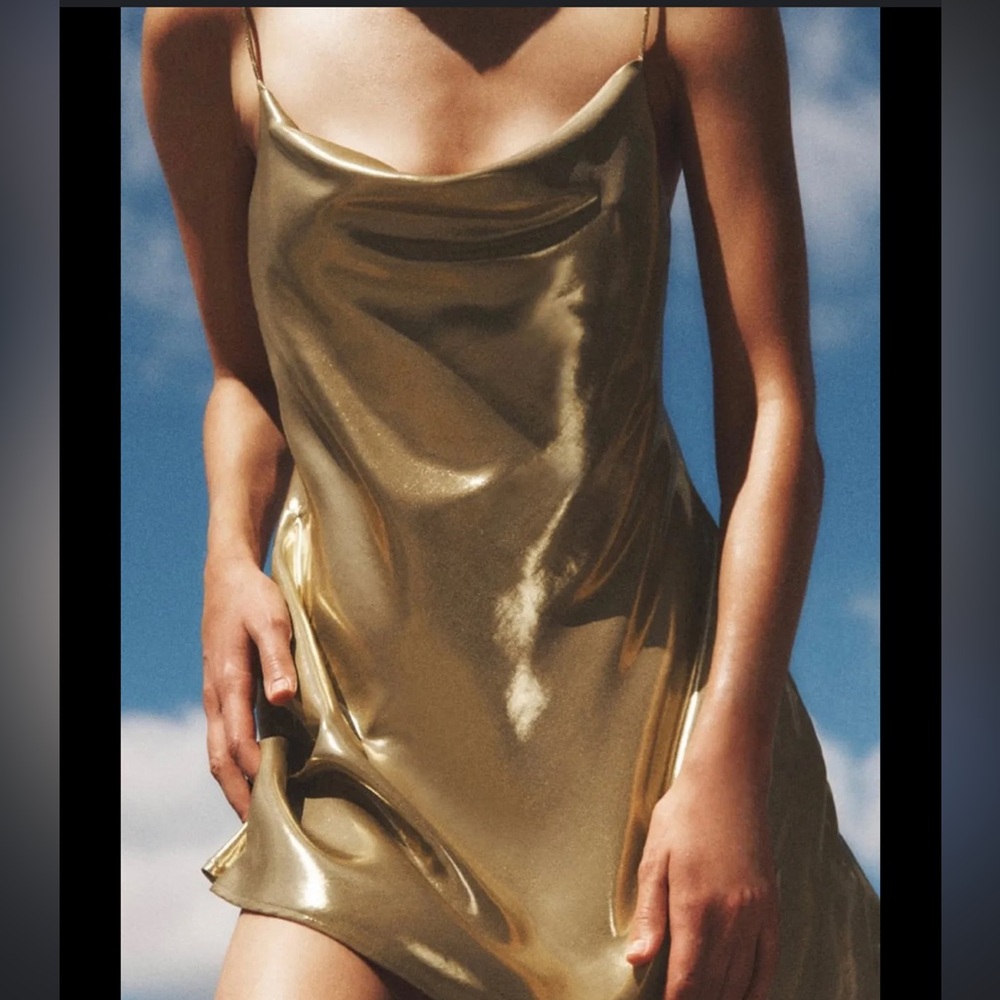 Gold cowl neck dress size small NWT
